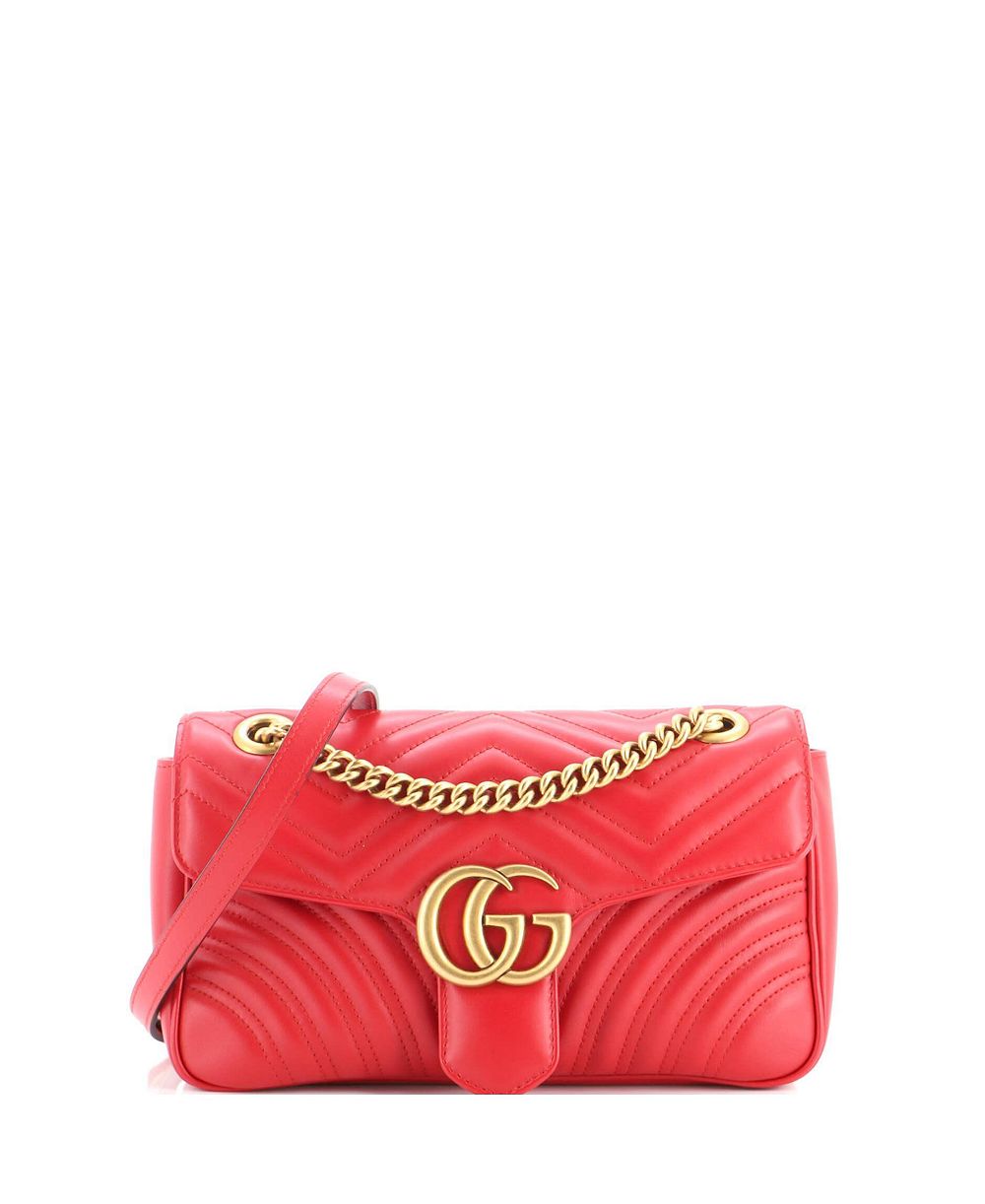 Pre-Owned Gucci Small GG Marmont Flap Bag Matelasse Leather