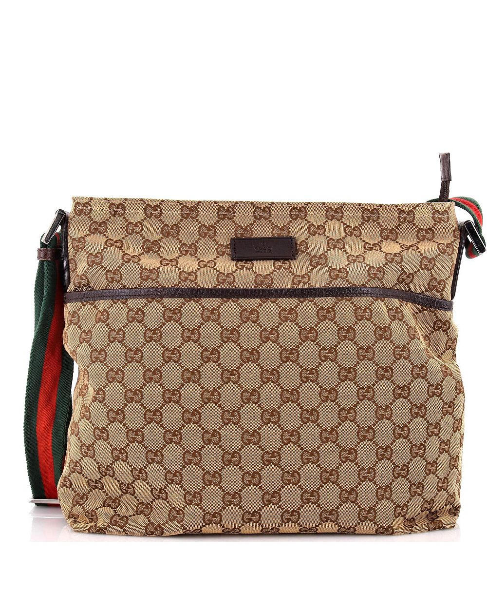 Почтовая сумка Pre-Owned Gucci Medium Front Pocket Web Messenger GG Canvas