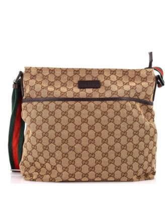 Почтовая сумка Pre-Owned Gucci Medium Front Pocket Web Messenger GG Canvas