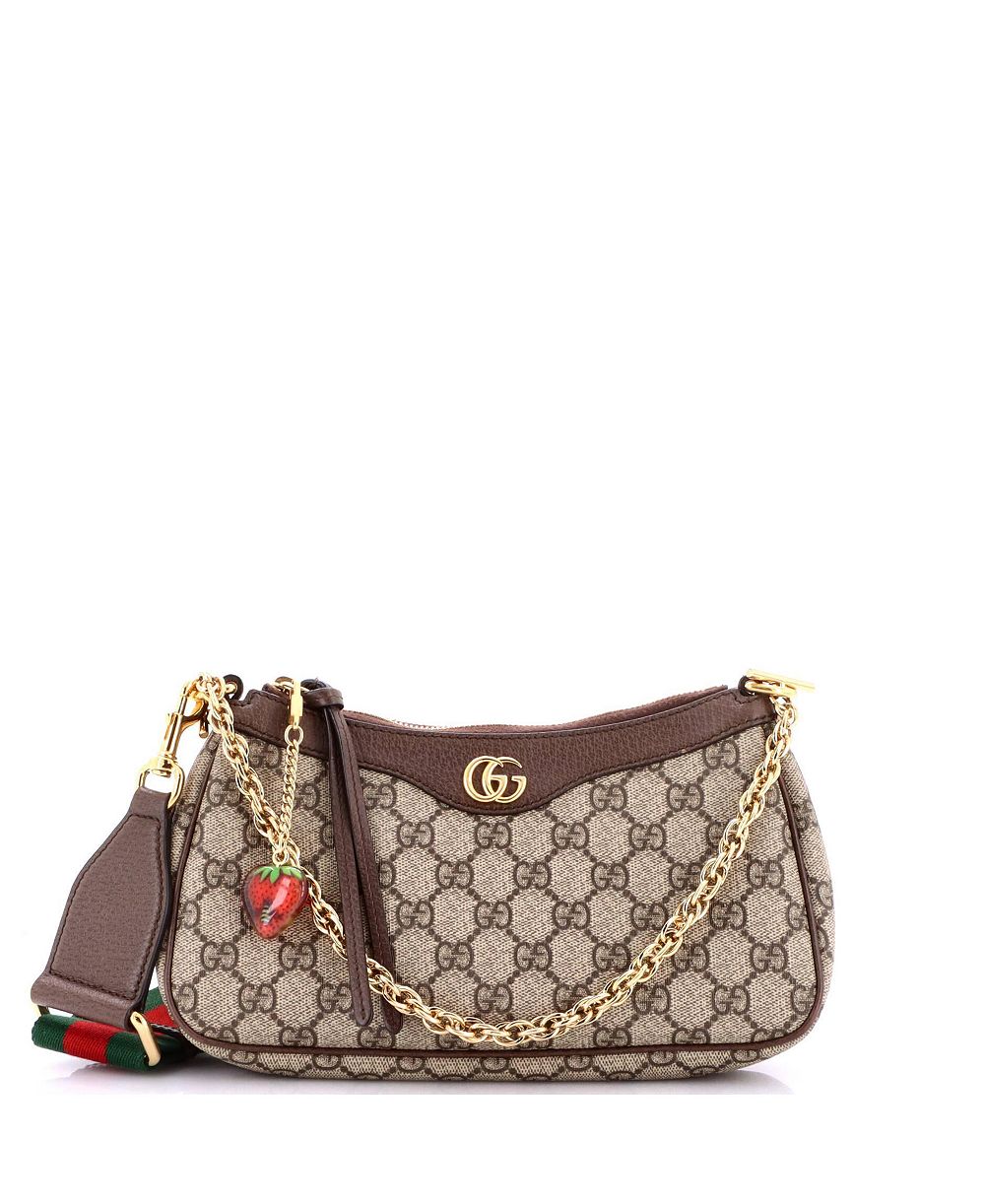 Б/у сумка gucci small ophidia charm с плечевым ремнем из ткани gg coated canvas