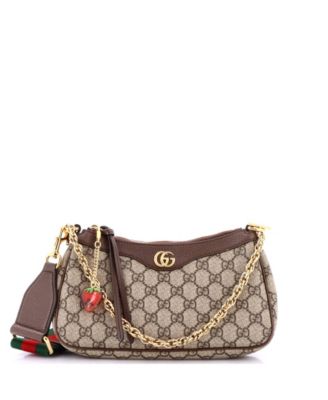 Б/у сумка gucci small ophidia charm с плечевым ремнем из ткани gg coated canvas