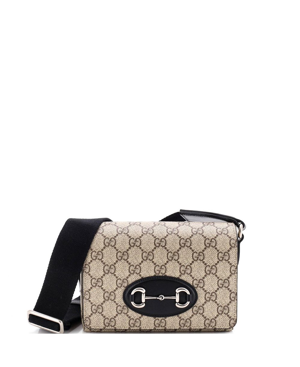 Pre-Owned Gucci маленькая сумка-саквояж с плечевым ремешком Horsebit 1955 из лакированного холста