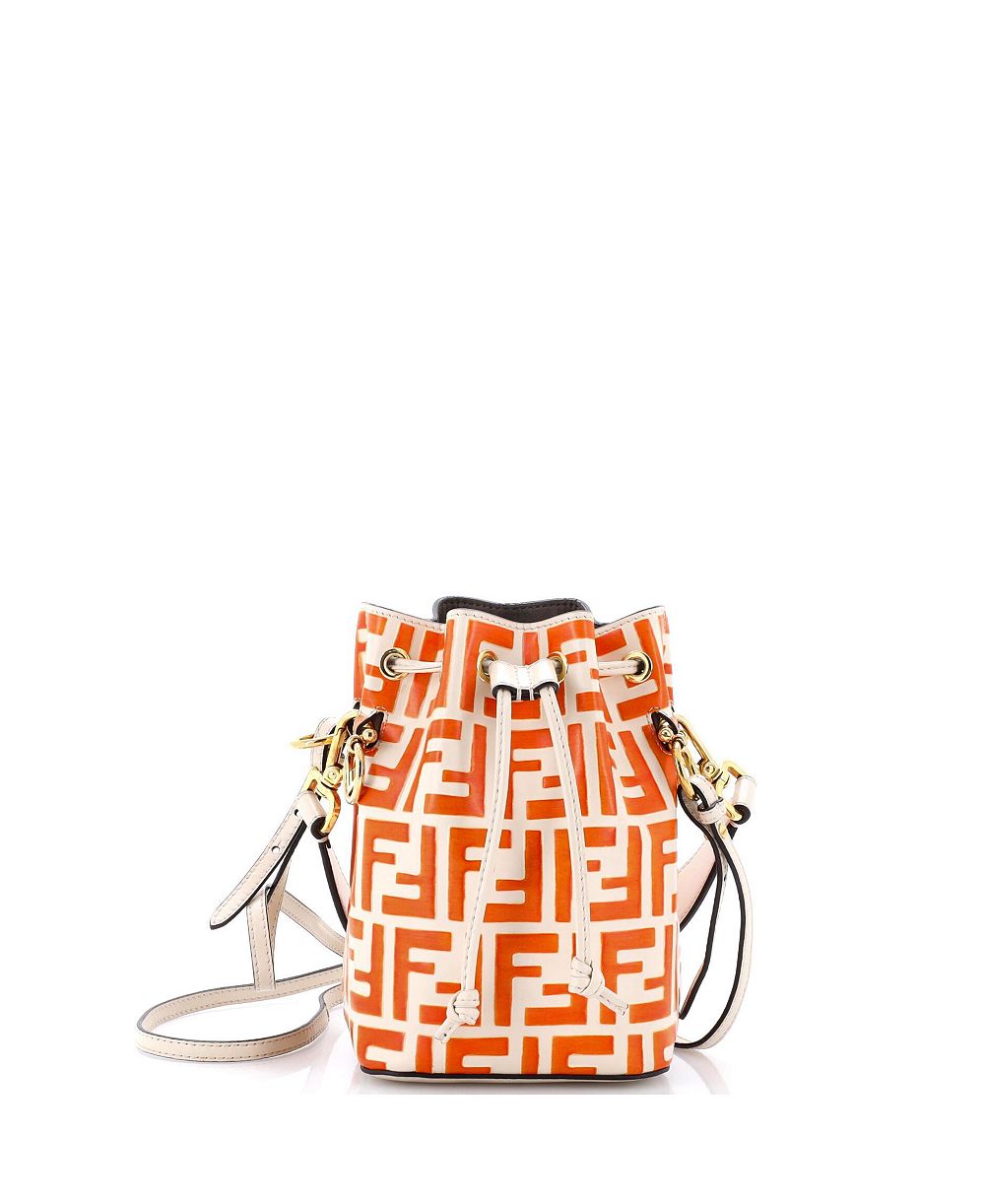 Pre-Owned Fendi Mini Mon Tresor Bucket Bag Zucca Embossed Leather