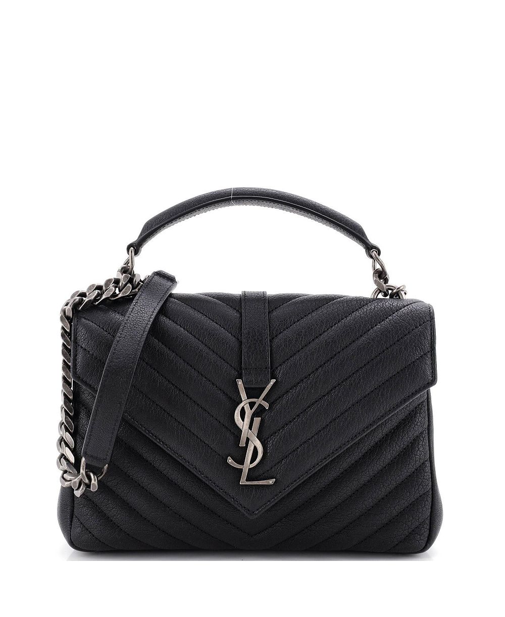 Pre-Owned Saint Laurent средняя классическая сумка College Bag из кожи мателасе с монограммой и шевронным узором