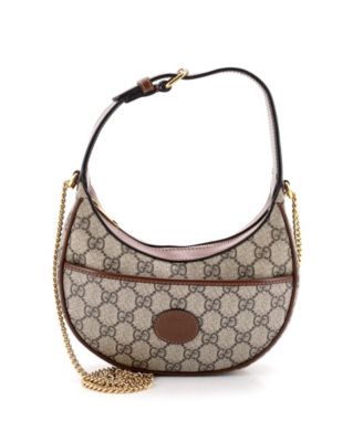 Pre-Owned Gucci Mini Interlocking G Patch Half Moon Hobo GG Coated Canvas