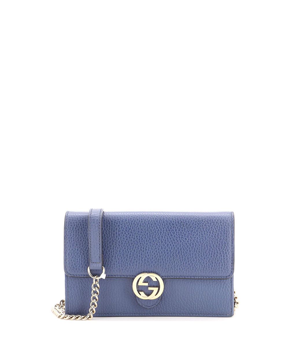 Б/у кошелек на цепочке Gucci Interlocking из кожи