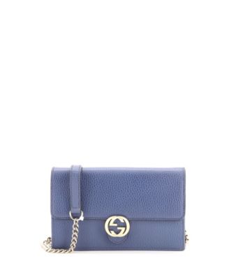 Pre-Owned Gucci Interlocking Wallet on Chain Leather
