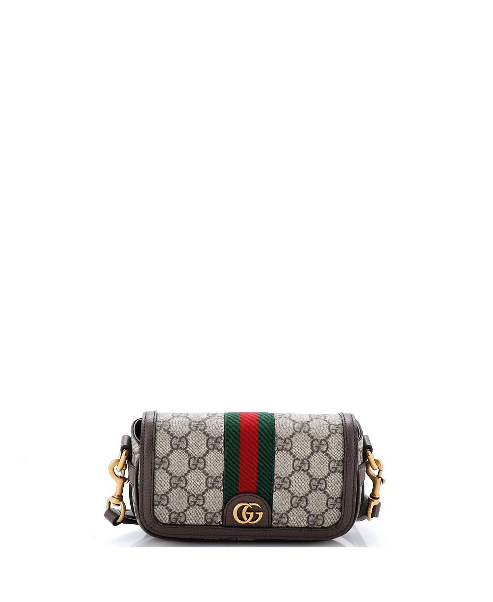 Pre-Owned Gucci мини-сумка Ophidia с клапаном, трансформируемая через плечо, из ткани GG с покрытием