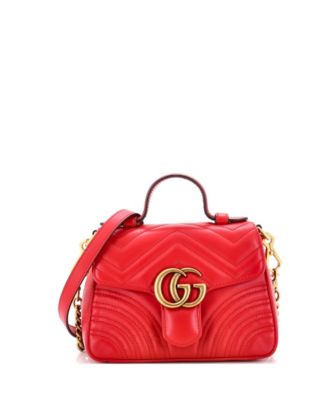 Pre-Owned Gucci Mini GG Marmont Top Handle Flap Bag Matelasse Leather