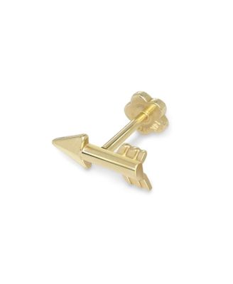 Curata Jewelry Solid 14k Yellow Gold 18G 10mm Arrow Symbol Labret Cartilage Stud
