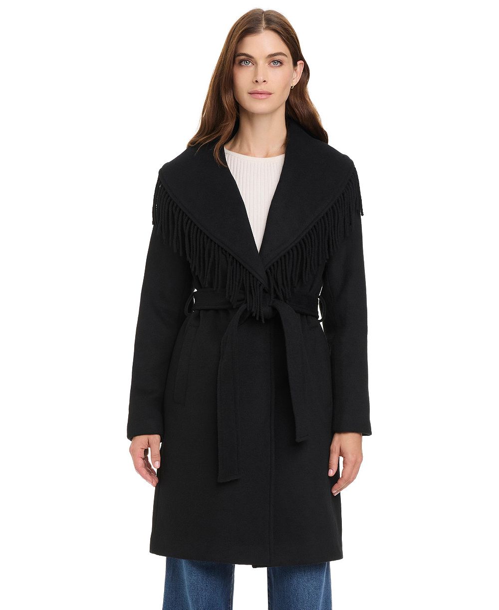 Женское шерстяное пальто-халт Vince Camuto с поясом и воротником-шалью