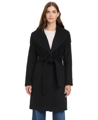 Женское шерстяное пальто-халт Vince Camuto с поясом и воротником-шалью