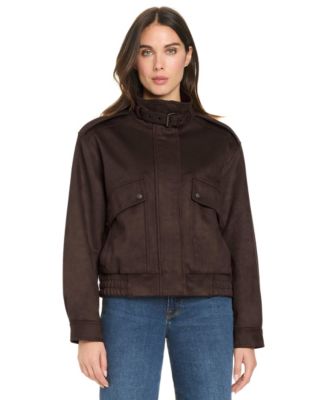 Vince Camuto Women's Faux Suede Drop-Shoulder Bomber Jacket