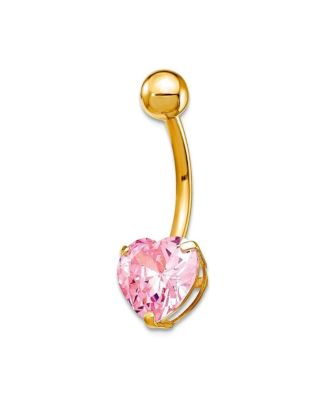 Curata Jewelry Cubic Zirconia Heart Dangle Belly Ring