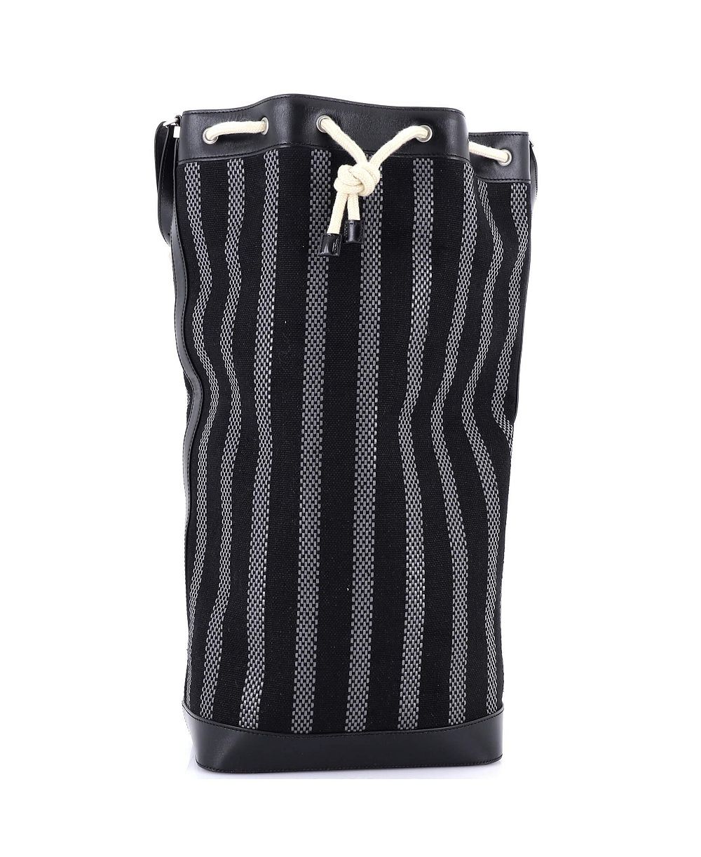 Pre-Owned Saint Laurent Sport Striped Canvas and Leather Bucket Bag