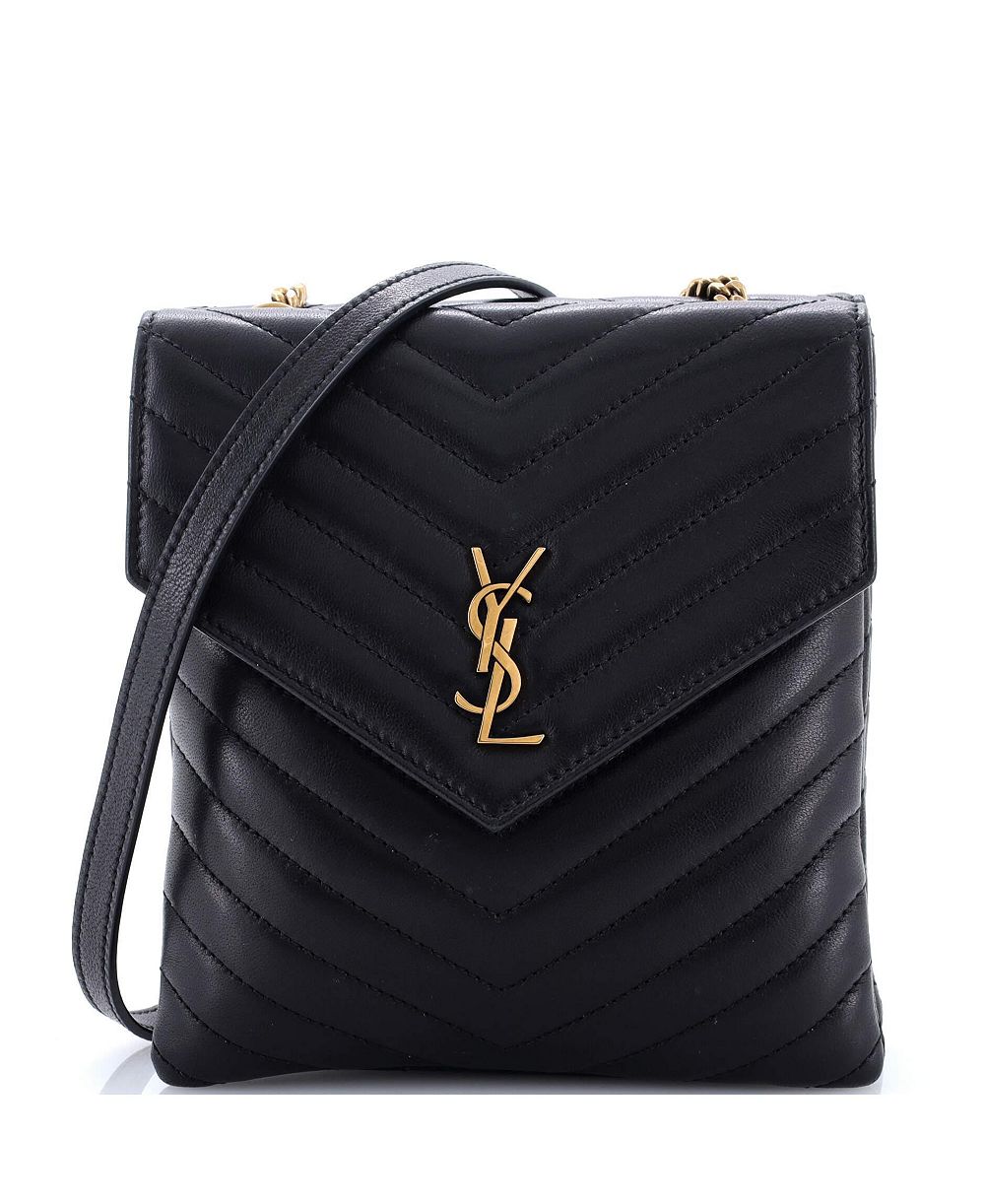 Pre-Owned Saint Laurent Double Flap Bag Chevron Leather