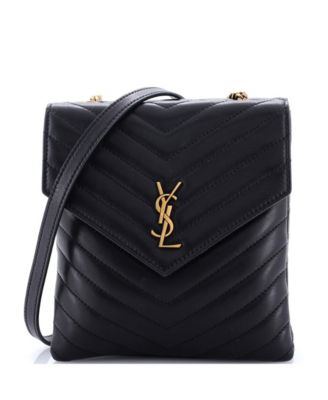 Pre-Owned Saint Laurent Double Flap Bag Chevron Leather