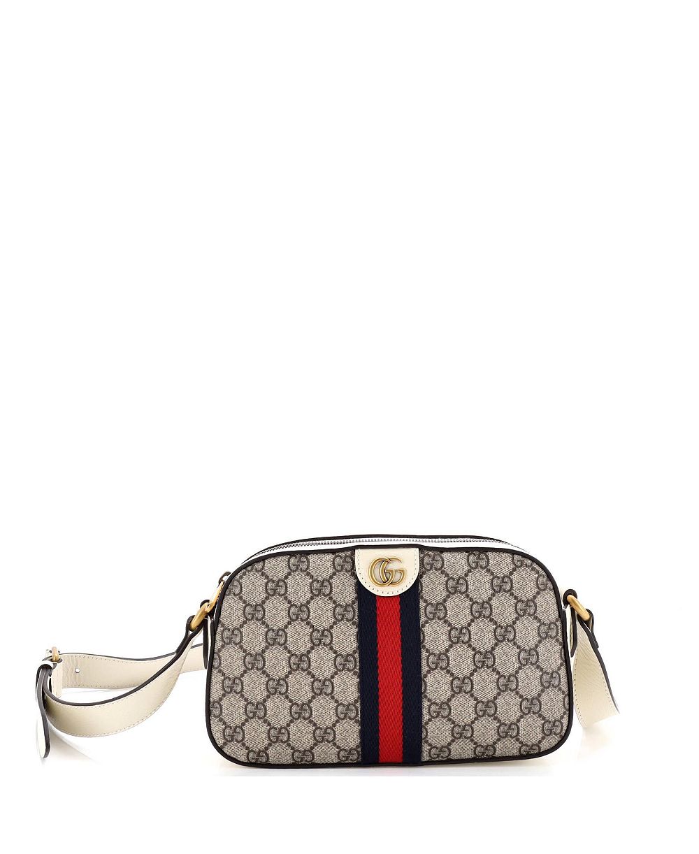 Б/у маленькая кожаная сумка-камера Gucci Small Ophidia из ткани GG