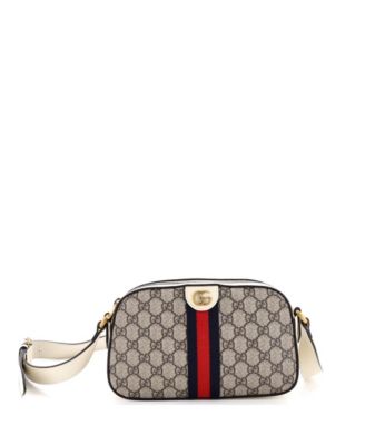 Б/у маленькая кожаная сумка-камера Gucci Small Ophidia из ткани GG