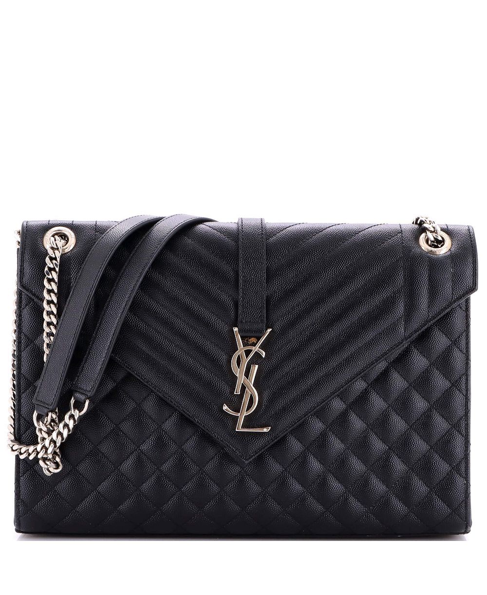 Б/у большая сумка Saint Laurent Large Classic Monogram Envelope Satchel из смешанной стеганой кожи