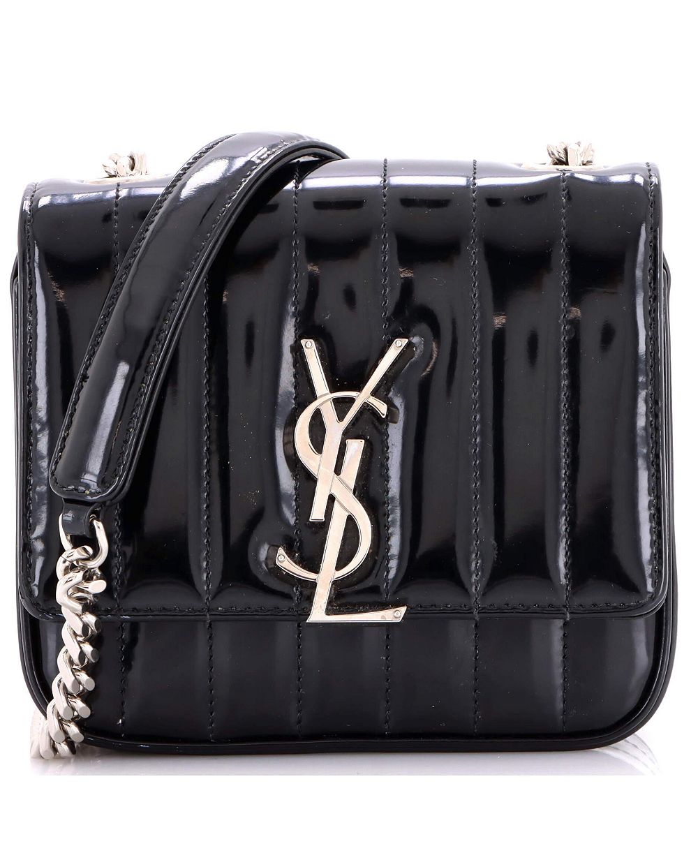 Pre-Owned Saint Laurent Small Vicky Crossbody Bag Vertical Quilted Patent
