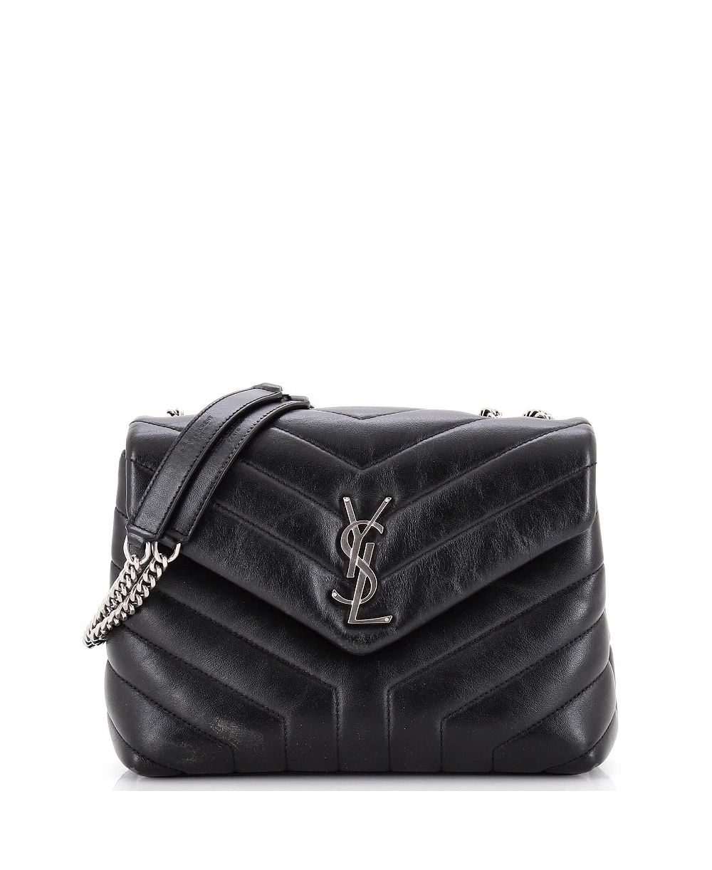 Маленькая плечевая сумка Loulou Matelasse Chevron Leather, Pre-Owned Saint Laurent