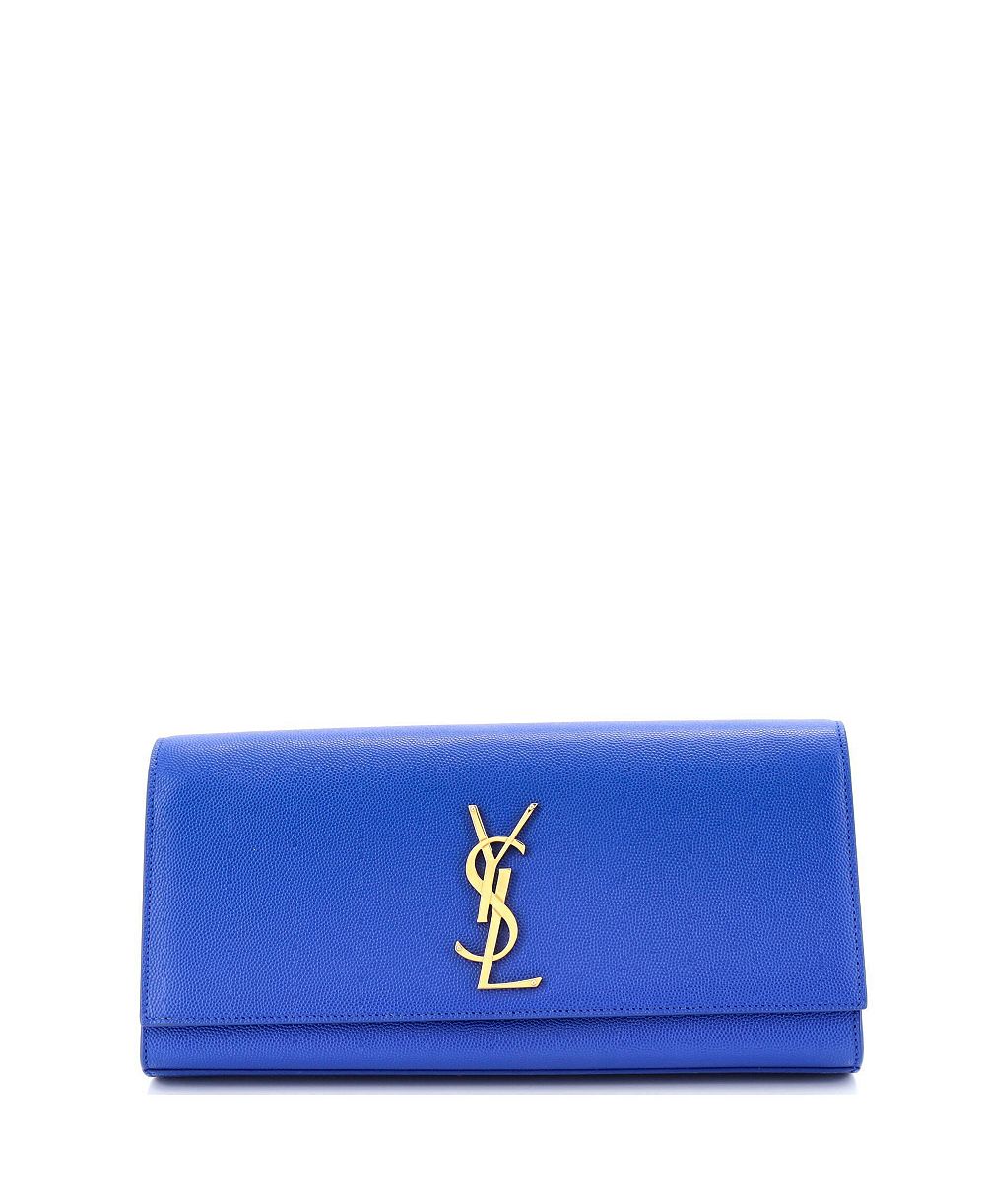 Б/у длинный классический клатч Saint Laurent с монограммой из металлической телячьей кожи