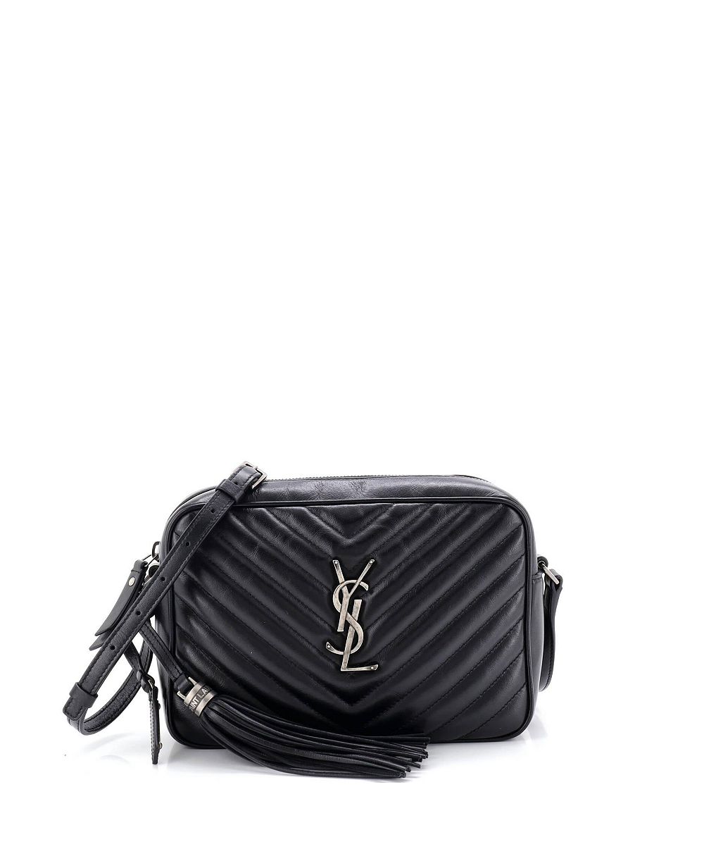 Б/у маленькая сумка Saint Laurent Small Lou Camera из стеганой кожи Matelasse Chevron