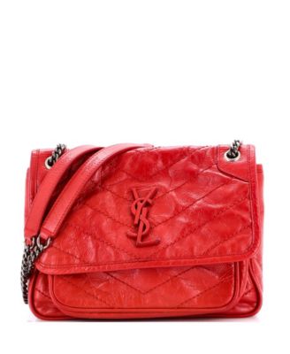 Pre-Owned Saint Laurent Baby Niki Chain Flap Bag Matelasse Chevron Leather
