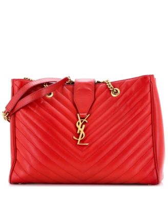 Pre-Owned Saint Laurent Large Classic Monogram Shopper Matelasse Chevron Leather