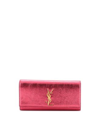 Pre-Owned Saint Laurent Long Classic Monogram Clutch Metallic Calfskin