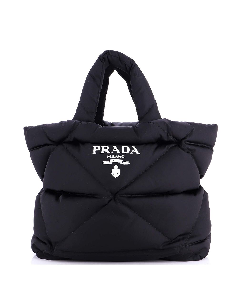 Pre-Owned Prada Medium Padded Logo Tote Bag Quilted Re-Nylon