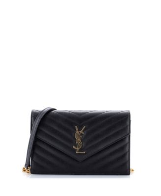 Б/у кошелек-цепочка Saint Laurent Small Classic Monogram Matelasse Chevron из кожи