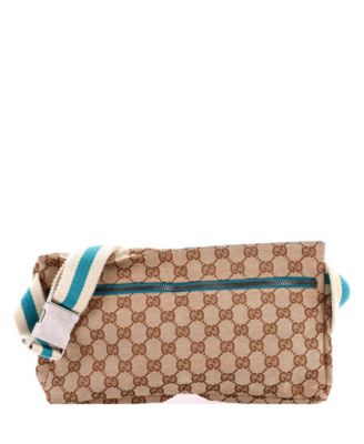 Сумка Gucci Vintage Double Belt Bag GG Canvas с кожаной отделкой и регулируемым ремнем (б/у)