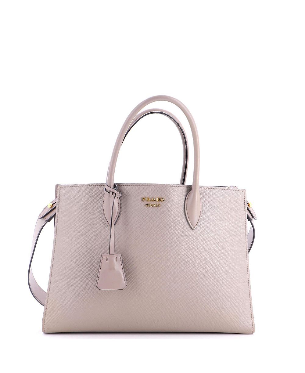 Pre-Owned Prada большая сумка-тоут с плиссировкой по бокам из кожи сафьяно