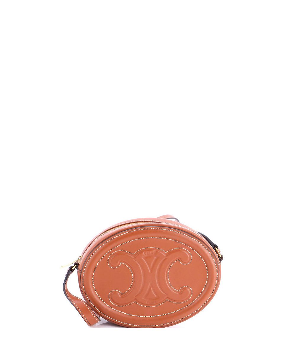 Pre-Owned Celine Mini Triomphe Oval Crossbody Bag Leather