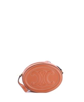 Pre-Owned Celine Mini Triomphe Oval Crossbody Bag Leather