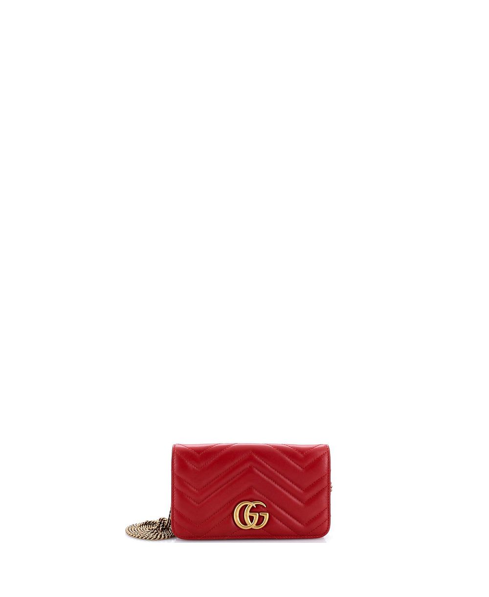 Pre-Owned Gucci Mini GG Marmont Chain Flap Bag Matelasse Leather