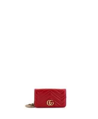 Pre-Owned Gucci Mini GG Marmont Chain Flap Bag Matelasse Leather