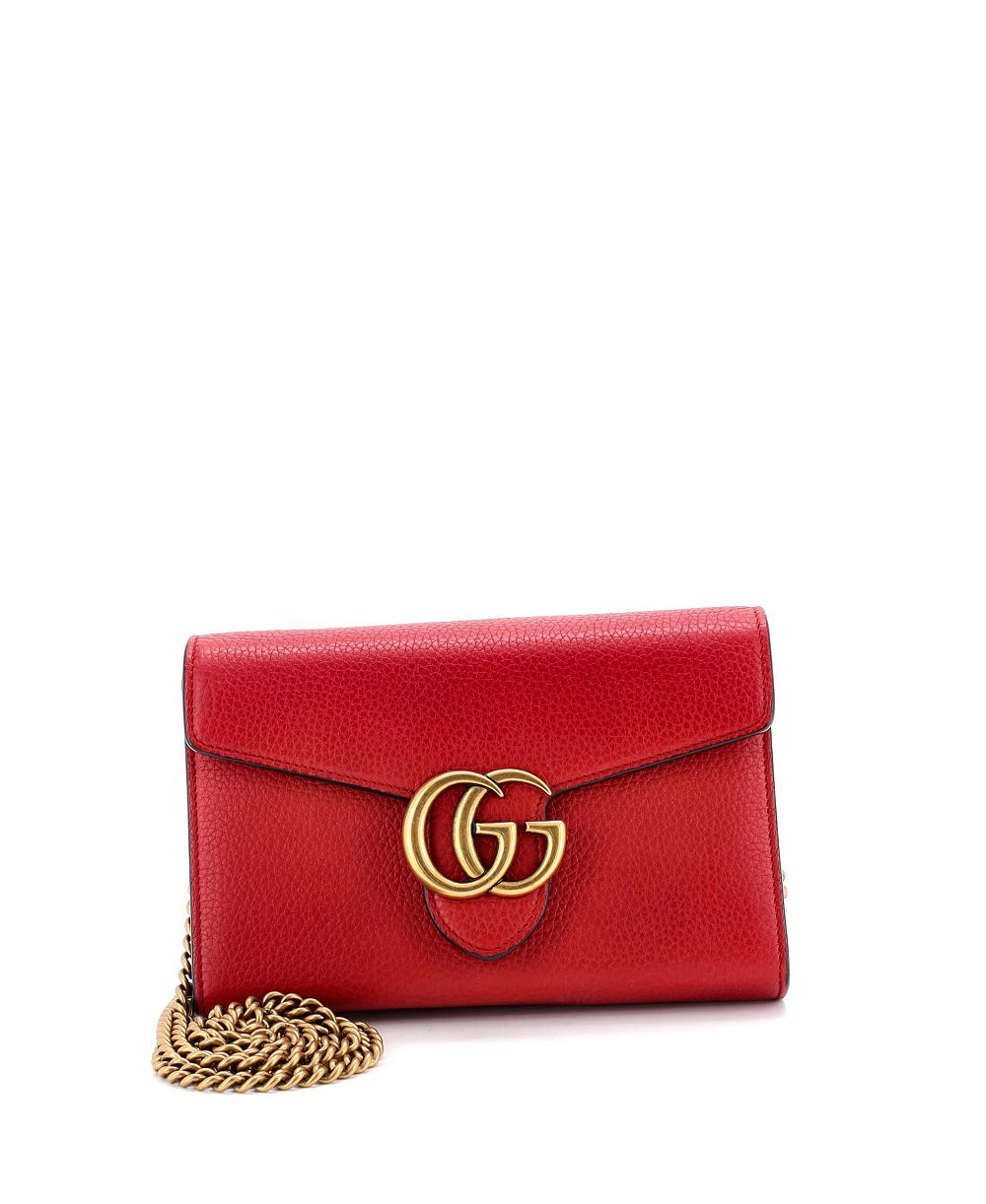 Pre-Owned Gucci GG Marmont Mini Chain Crossbody Wallet