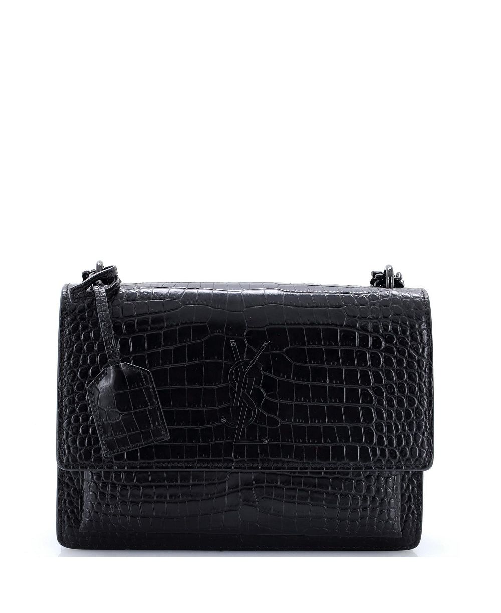 Pre-Owned Saint Laurent средняя кожаная сумка через плечо Sunset с тиснением