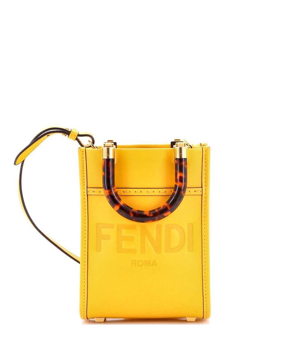 Pre-Owned Fendi Mini Sunshine Shopper Tote Leather