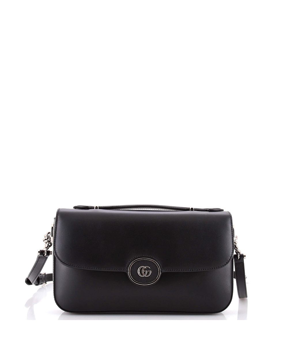 Pre-Owned Gucci Small Petite GG Flap Shoulder Bag Leather