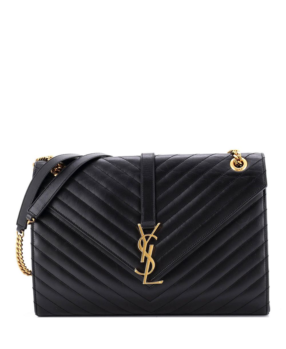Сумка Saint Laurent Large Classic Monogram Envelope Satchel Matelasse Chevron Leather, б/у