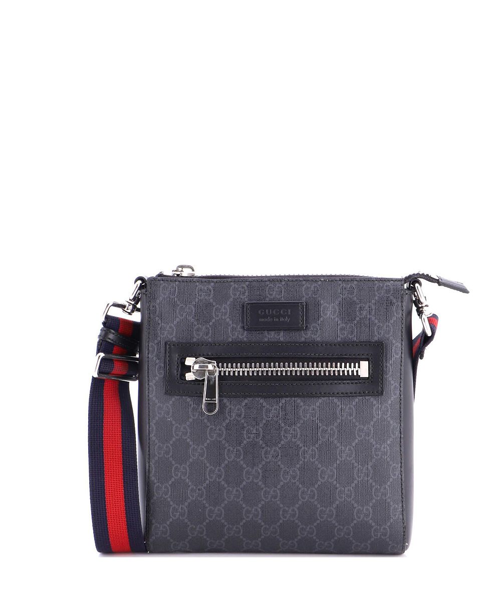 Pre-Owned Gucci Small Web Strap Front Zip Messenger Bag GG Coated Canvas