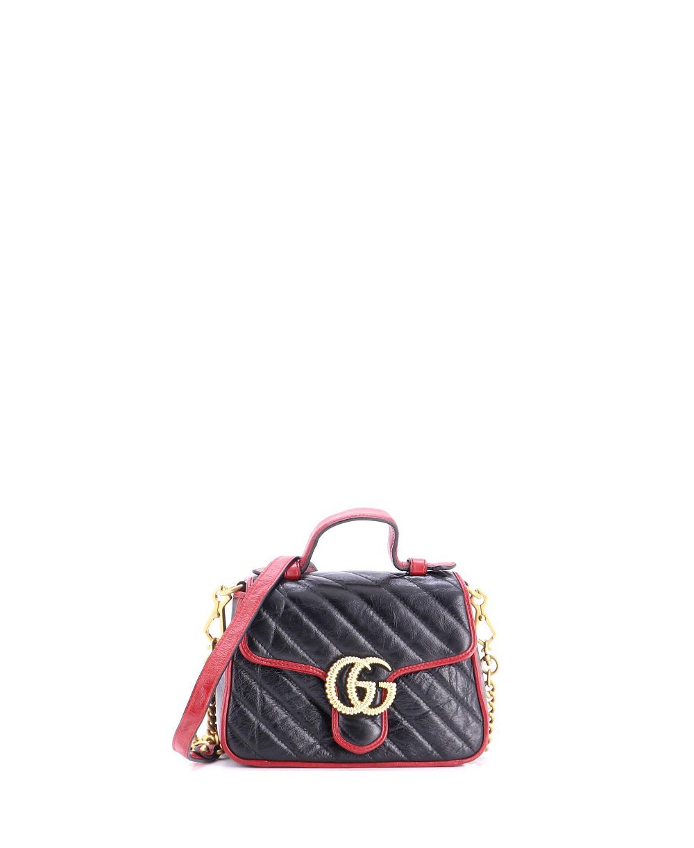 Б/у маленькая сумка Gucci GG Marmont Top Handle Flap Diagonal Quilted из кожи