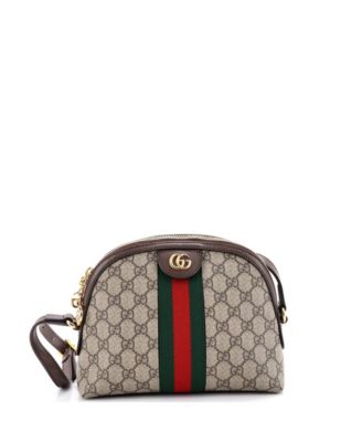 Б/у маленькая плечевая сумка Gucci Ophidia Dome из канваса с покрытием