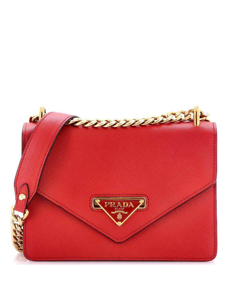 Pre-Owned Prada Small Envelope Flap Chain Shoulder bag Saffiano Leather