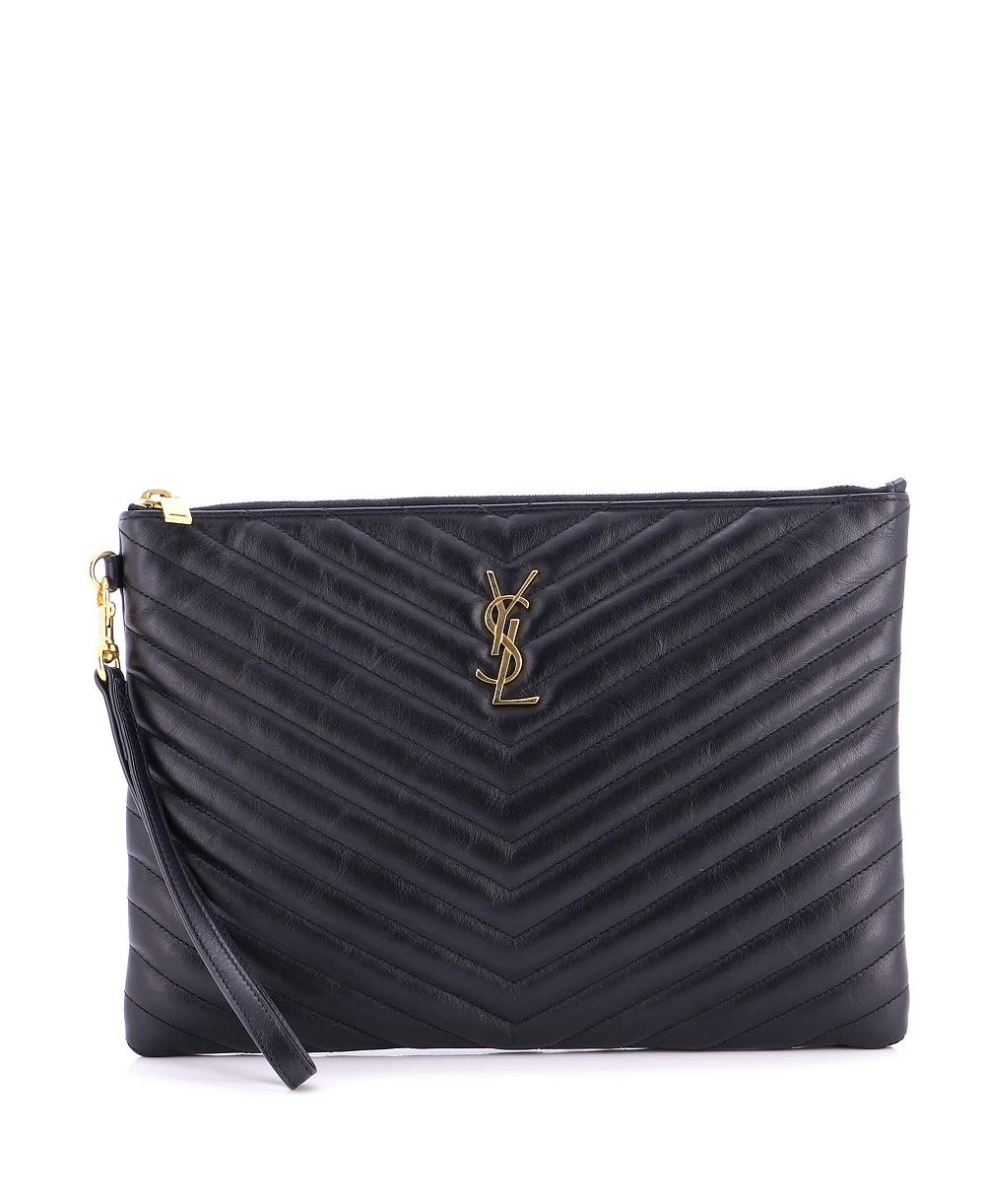 Клатч Pre-Owned Saint Laurent Classic Monogram Matelasse Chevron из кожи