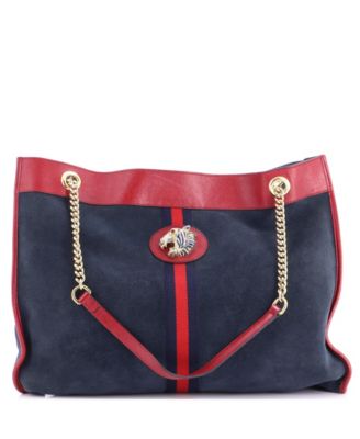 Pre-Owned Gucci Rajah Chain Large Suede Tote